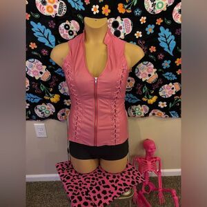 Lydia Lace Up Corset Top in Pink